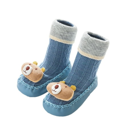 

Boys Girls Baby Socks Shoes Toddler Shoes Floor Socks Shoes Bear Blue Outwear