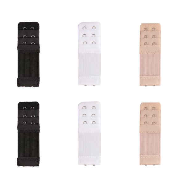 6 Pieces Women's Elastic Bra Extenders Bra Extension Strap 2 Hook 3 Row Lady's Bra Extender Bra Band