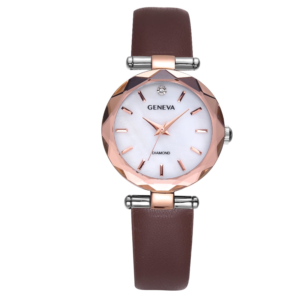 Geneva Ladies 22mm Silver Gold Tone Genuine Diamond Dial