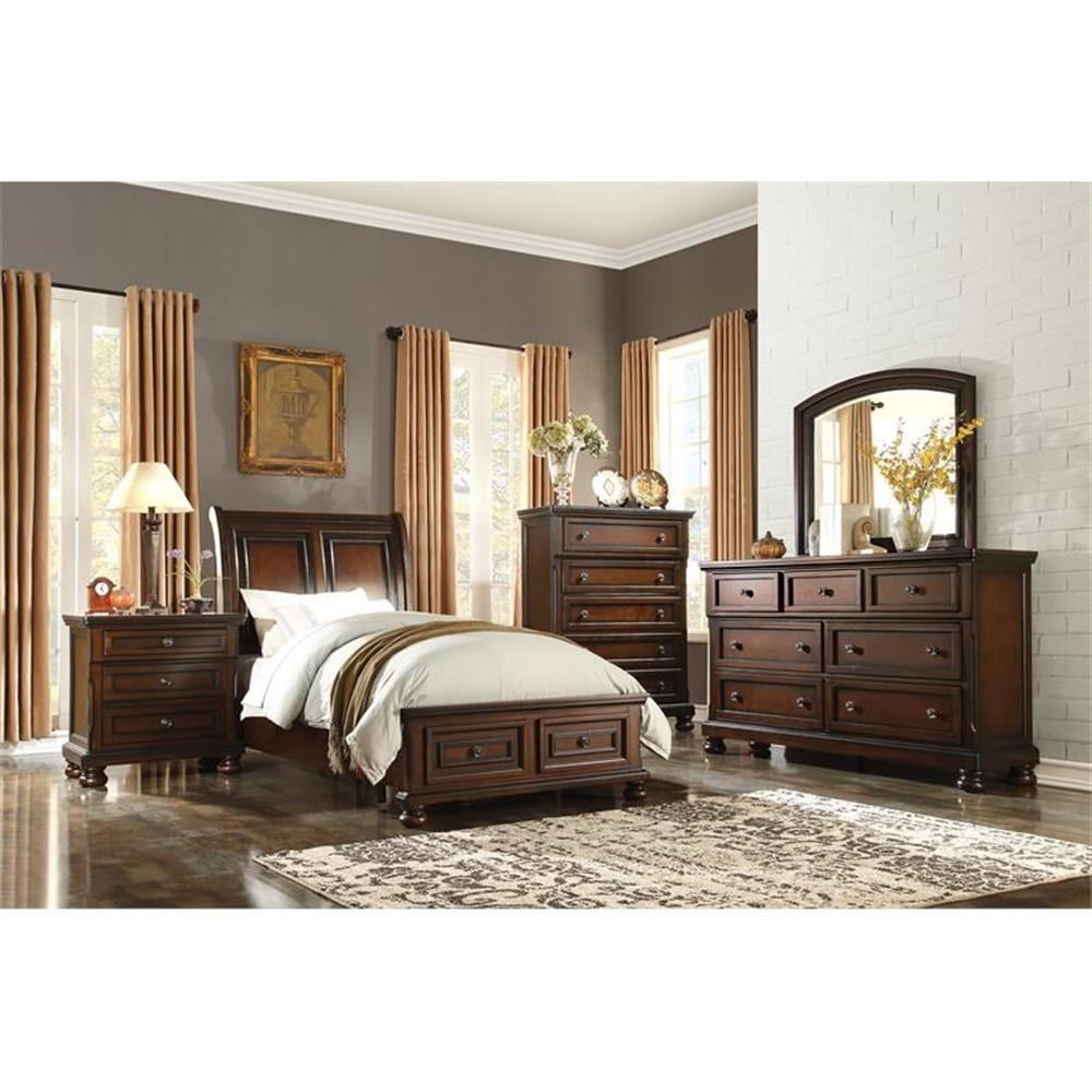 Pemberley Row Wood Brown Cherry Nightstand Rectangular 3-Drawers 30" Assembled