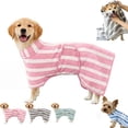 thumbnail image 1 of Luxury Microfiber Dog Bathrobe, Quick Dry Dog Towel Robe with Adjustable Belly Strap, Soft Absorbent Pet Drying Coat for After Bath Swim Grooming, for Small Medium Large Dogs (pink,XL), 1 of 7