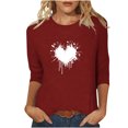 thumbnail image 1 of Plebaso Hauts Cœur pour Femmes Manches 3/4 Col Rond T-Shirts Décontractés Imprimé Pull Femmes 2025 Tee Blouses, 1 of 4