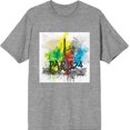 thumbnail image 3 of Colorful Eiffel Tower Adult Heather Gray Crew Neck Short Sleeve Tee-Medium, 3 of 4
