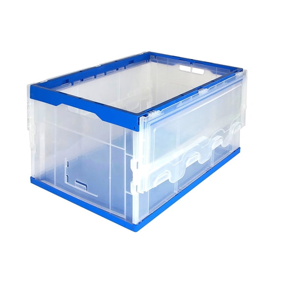 Mount-It! 69 Qt. Hinged Lid Storage Crate Clear/Blue (MI-909)