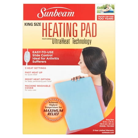 All Listings Sunbeam® heating pads deliver heat therapy to soothe muscle aches and arthritic pain. Sit back and relax with a neck or back heating pad and enjoy the tension relief, or be active with a heated sports wrap and enjoy pain-free activity.