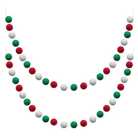 Chmadoxn 2 Pieces Wool Felt Ball Garland Colorful Pom Pom Garland 13 Feet Long 48 Ball Garland for Winter Christmas Easter Thanksgiving Halloween Wall Decoration
