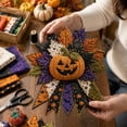 thumbnail image 5 of DIY Quilted Halloween Pumpkin Door Hanger Kit Handmade Patchwork, Fall Autumn Front Door Wall Hanging Decor for Halloween Party, 5 of 7