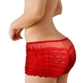 thumbnail image 4 of Women's Boyshorts Ruffled Bloomers Lace Panties Sheer Floral Cute Lace Shorts Dance Underwear Womens Lace Underwear Red One Size, 4 of 5