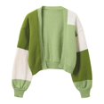 thumbnail image 4 of Arlun Women's Open Front Cropped Cardigan Sweaters Colorful Long Sleeve Knit Tops Soft Comfortable Trendy Color Block Lantern Sleeves Short Cardigans Outwear Green XL, 4 of 7