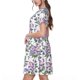 thumbnail image 2 of Balery Violets Flowers Vestidos sueltos de manga corta para mujer, vestidos de verano 2025, vestidos casuales de corte A con vuelo., 2 of 6