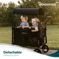 thumbnail image 4 of WONDERFOLD W2 Luxe Cochecito Wagon (2 plazas) - Cochecito plegable con asientos con hebilla magnética, arneses de 5 puntos y capota ajustable, negro volcánico, 4 of 5