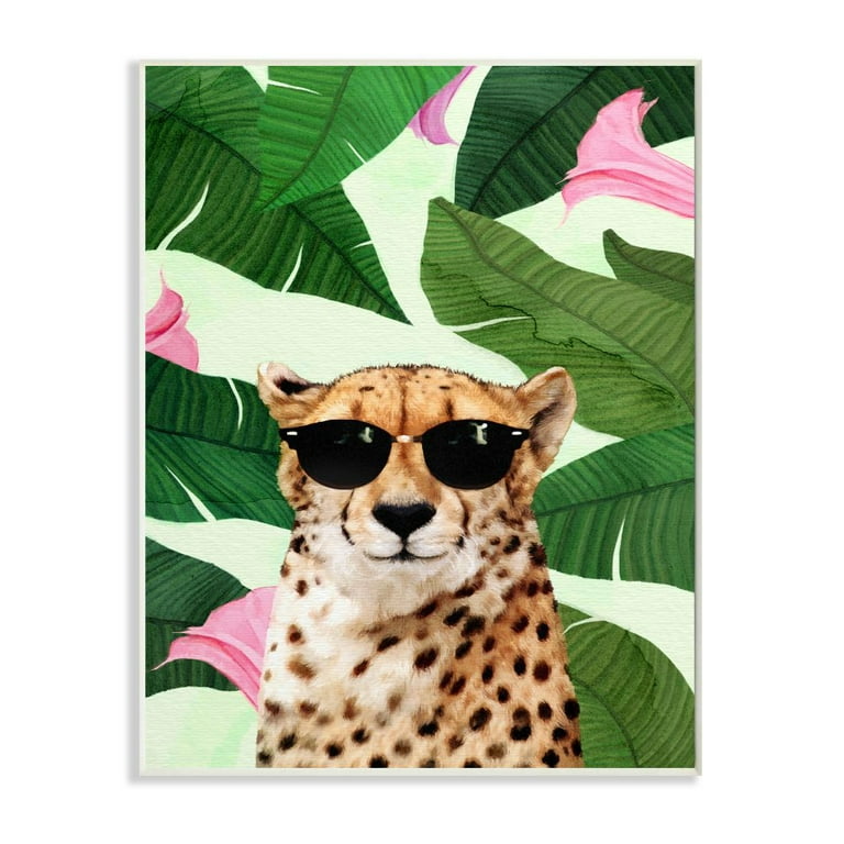 Stupell Industries Fashion Cheetah Funny Flower Tropical Painting Wall  Plaque by Ziwei Li