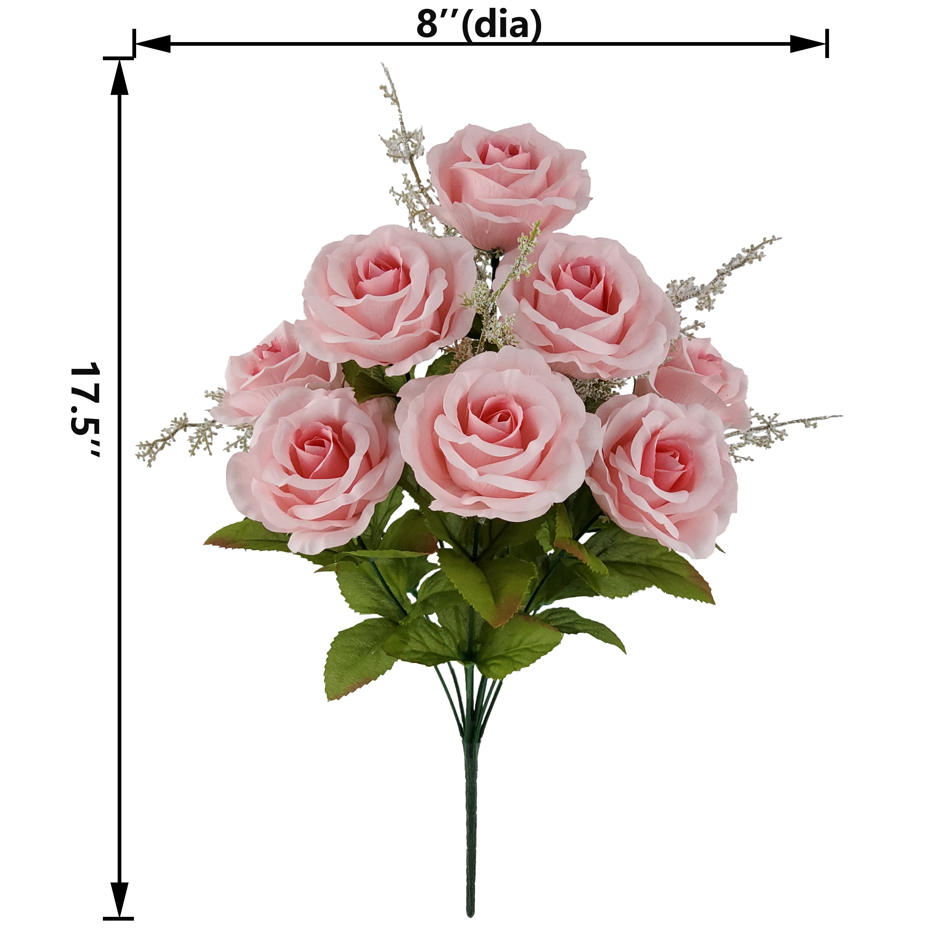 Mainstays Indoor Artificial Flower Rose Bush, Pink Color, Assembled Height 17.5"