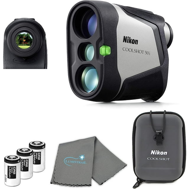 Nikon COOLSHOT 50i Golf Rangefinder Mount Bundle with 3 CR2 Batteries and a Lens Cloth