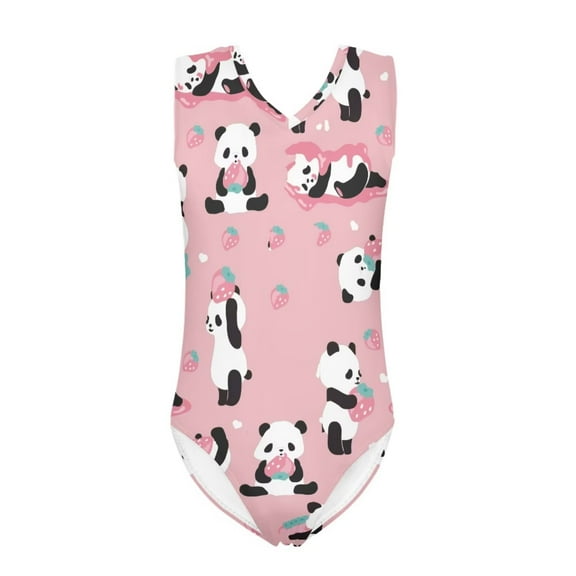 SEANATIVE Quick Dry One-Piece Swimsuit Size 3-4 Years Strawberry Panda Summer Sleeveless V Neck Bikini Leisure Kids Beach Swimwear Girls