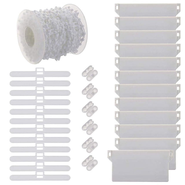 31Pcs 89MM Vertical Blind Accessories, 10M Bottom Chain and 12Pcs Chain Connector, 6Pcs Top Hangers, 12Pcs Bottom Weight Slats