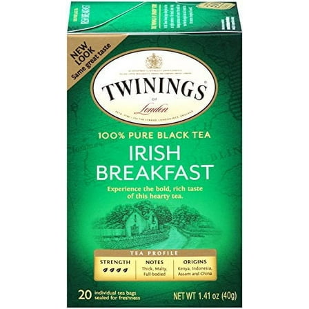 Twinings Of London Irish Breakfast Black Tea Bags, 20 Count