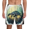 thumbnail image 2 of Picia Watercolor Turtle3 pattern Mens Swim Trunks with Compression Liner Stretch Beach Shorts Quick Dry with Zipper Pockets No-Chafing Board Shorts-Small, 2 of 9