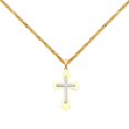 thumbnail image 2 of 14k Two Tone Gold Religious Cross Pendant Charm Singapore Necklace Chain Set (22.0), 2 of 2