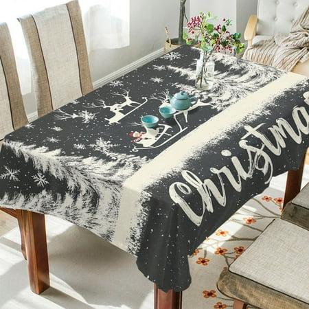 

BZSMCE Square Tablecloth Reindeer Soaring on Snowflake Print Pattern Tableclothes