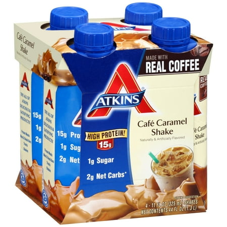 Atkins Cafe Caramel Latte Shake, 11Fl oz., 4-pack (Ready To Drink)