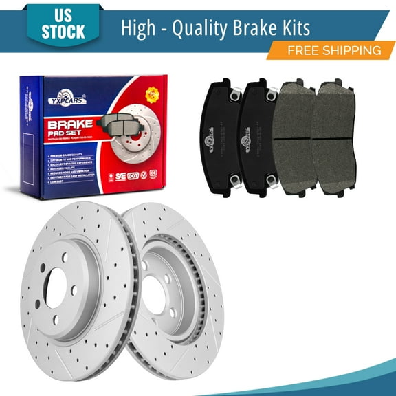 YXPCARS 6PCS Front Brake Kits, Drilled & Slotted Brake Rotors Ceramic Brake Pads Kit for Chrysler 300 Dodge Challenger Charger Magnum (53022 1056)