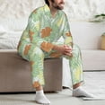 thumbnail image 5 of Mens Pajamas Set, Tropical flowers Button Down Long Sleeve Loungewear Sleepwear Pjs sets for Men, 5 of 5
