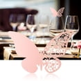 thumbnail image 4 of 20 Pink Butterfly-Shaped Hollow Name Place Cards for Wine Glass Table Decor at Weddings, 4 of 7