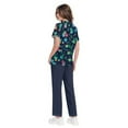 thumbnail image 4 of WTOBBY Plus Size Women's Short Sleeve Printed Scrubs Set, V-Neck with Pockets, Fun Animal Floral Design, 2-Piece Nursing Uniform, Medical Workwear for Healthcare Professionals,Navy 2XL, 4 of 6