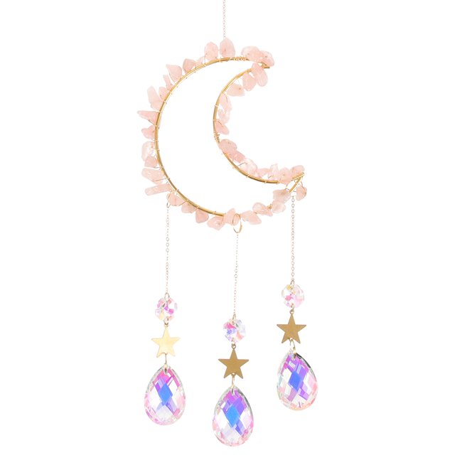 Shisuyan Capteur de Soleil en Verre Gravier Fenêtre Lune Décoration Murale Fenêtre Ornement en Forme de Lune
