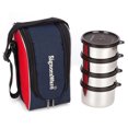 thumbnail image 3 of Midday Maxx Fresh Stainless Steel Lunch Box Set - Red | 3 Containers, 350ml Each+ 1 Container, 500ml - Spill Proof Containers | Airtight, Freezer Safe, Microwave Safe, Dishwasher Safe, 3 of 4