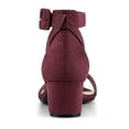 thumbnail image 2 of BLISSFUL STEP Women's Ankle Buckle Strap Chunky Heel Sandal Shoes Burgundy 6, 2 of 8