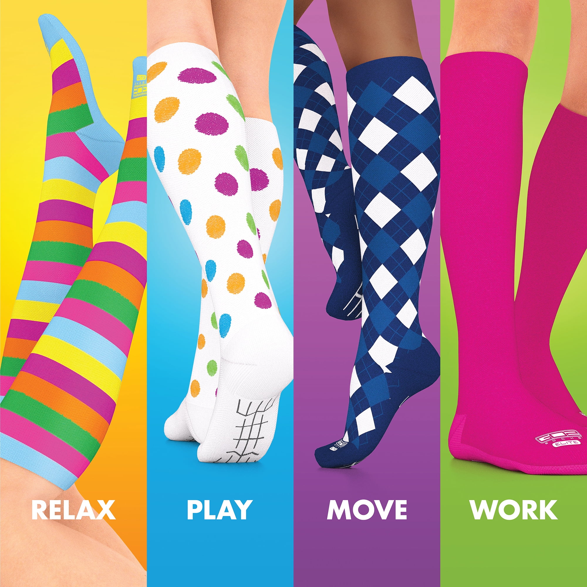 Go2 Elite Compression Socks Stockings 15-20 mmhg Graduated Sock Stocking (1Pair Polka Dot, S)