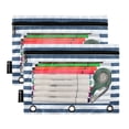 thumbnail image 2 of Dailycode 2 Pack Pencil Pouch for 3 Ring Binder Smooth Zipper Folders with Pockets Clear Window Pencil Case, Navy White Stripe, 2 of 6