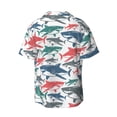 thumbnail image 2 of Wukai Colorful Shark Men's Casual Short-Sleeve Button Down Shirt - Lightweight Summer Dress Shirt for Daily Wear-3X-Large, 2 of 7