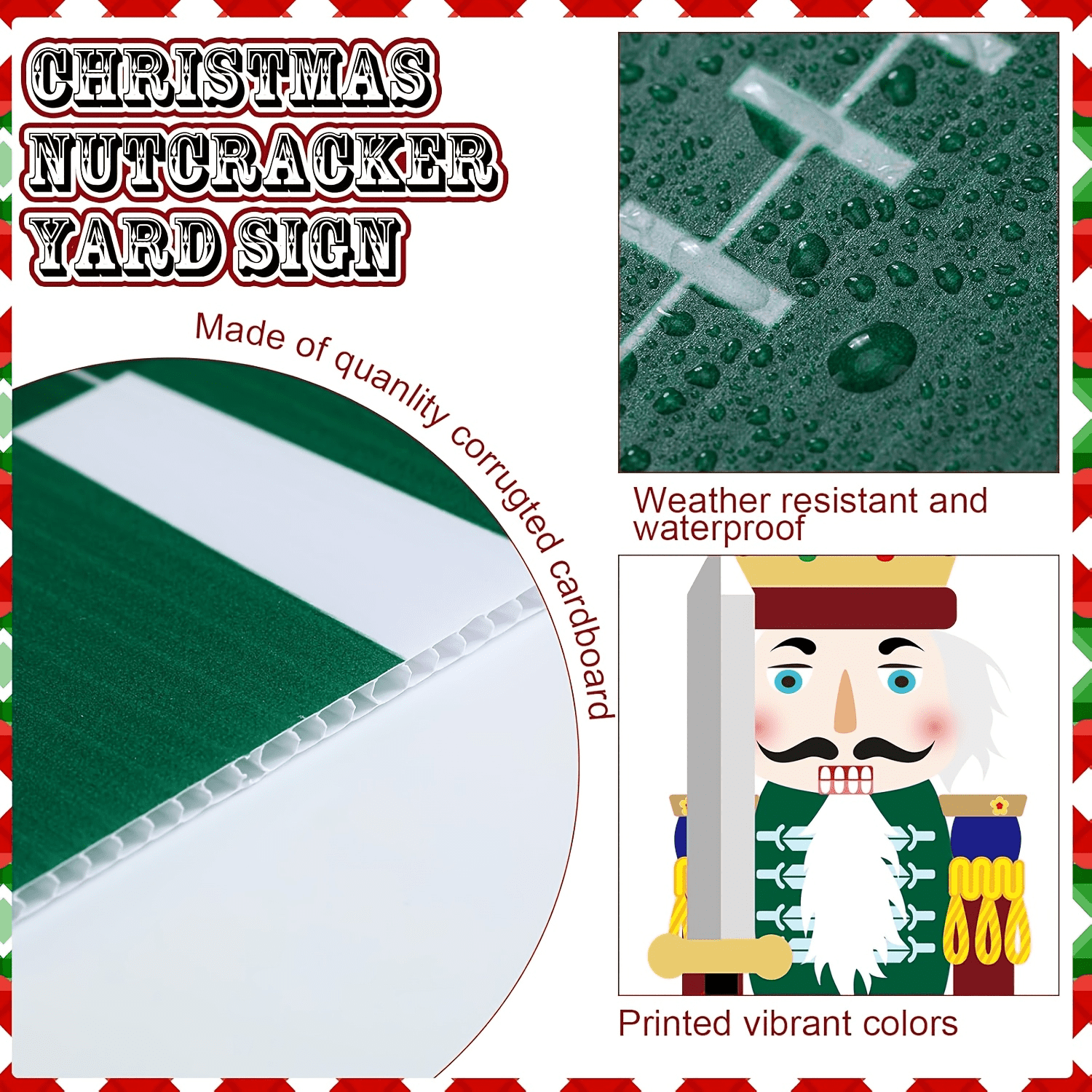 Christmas Nutcracker Yard Stakes, 4-Pack 2D Flat Outdoor Holiday Decorations, Waterproof Garden Lawn Signs for Xmas Porch & Yard Décor