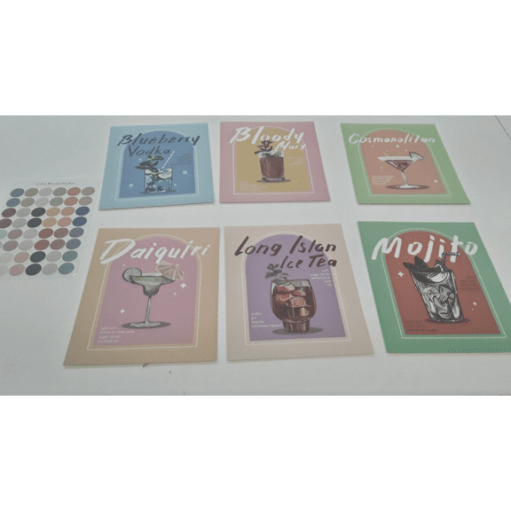 Cocktail Wall Art Poster & Prints Unframed, 8x10inch, Set of 6