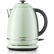 BUYDEEM K640 Stainless Steel Electric Tea Kettle with Auto Shut-off 1.7 L, 1440W (Cozy Greenish)