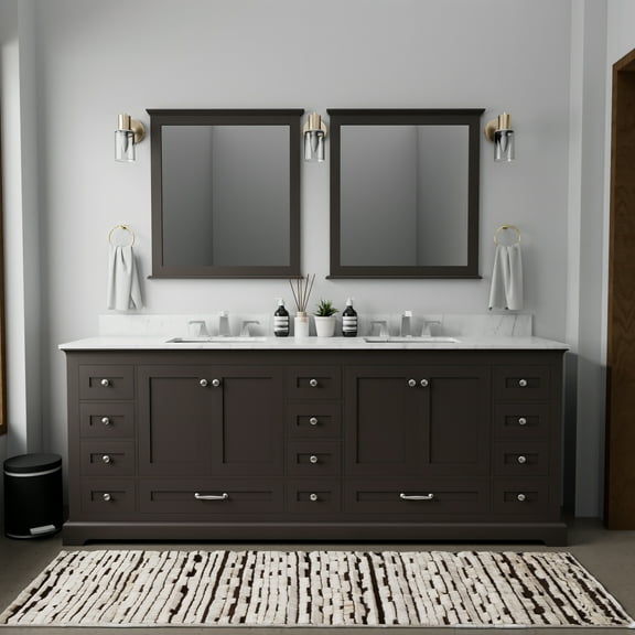 Dukes 84 in. W x 22 in. D Espresso Double Bath Vanity and 34 in. Mirrors