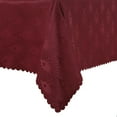 thumbnail image 2 of Table Cloth Leaf Pattern Jacquard Stain Proof Waterproof Wrinkle Resistant Tablecloths for Rectangle Tables Damask Tablecloths for Parties Holiday Picnic, Square 4 x 20"x 20" Wine Red, 2 of 6