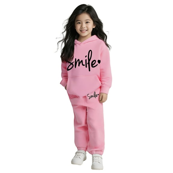 Child Kids Toddler Sweatsuit 2 Piece Long Sleeve Pink Tracksuit Pullover Hoodie and Jogger Pants Fall Clothes Hoodie Set3-4 Years