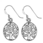 Twisted Branch Knot Oval Tree of Life Rope .925 Sterling Silver Endless Earrings Jewelry Female