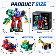 Dimoarch Magnetic Dinosaur Transforming Robot Toys for Boys Girls Age 3 4 5 6 7 8, 6-in-1 Dino Construction Trucks for Kids, Magnetic Car Toys, STEM Educational Building Toys Birthday Gift