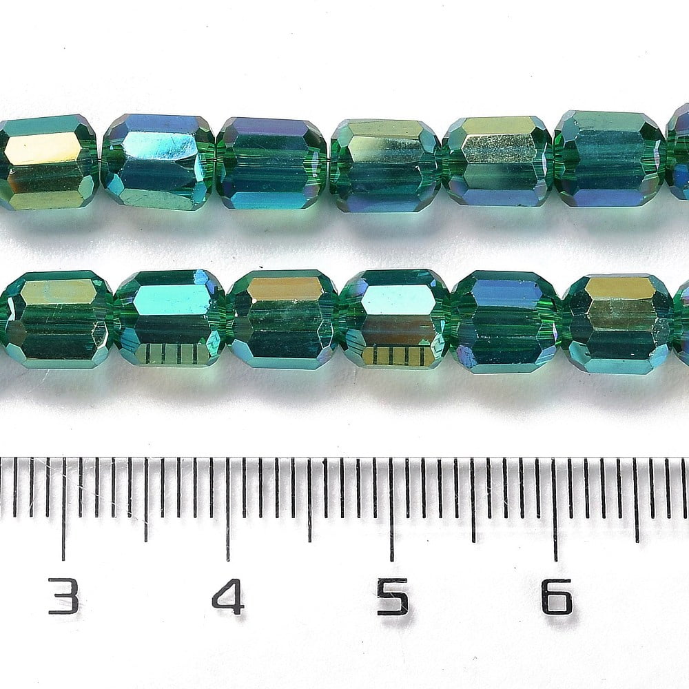 10strands Electroplate Glass Beads Strands Faceted Column Green 6x6.5mm Hole: 1mm about 70~72pcs/strand 20~20.87''(53cm)