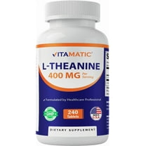 Vitamatic L-Theanine Supplement 400mg per Serving - 240 Tablets - Non-GMO, Gluten Free