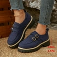 thumbnail image 2 of Loafers for Women Chunky Lug Sole Slip on Business Casual Dress Shoes with Adjustable Double Buckle Strap, 2 of 7