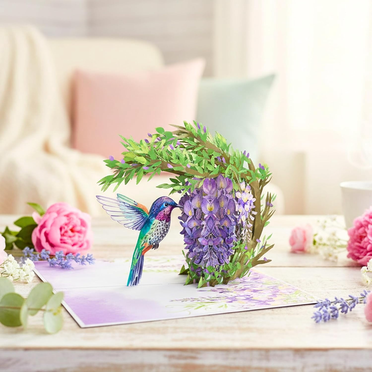 - Mothers Day Card, Hummingbird Wisteria Pop Up Mothers Day Card For Mom, Wife, Daughter, Sister, Grandma, 6x8 in 3D Pop Up Birthday Cards for Women, Hummingbird Mother's Gifts With Envelope