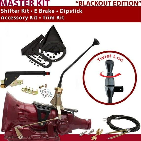 American Shifter 45RFE Shifter Kit Black 12 in. E Brake Cable Trim Kit Dipstick for D8B11