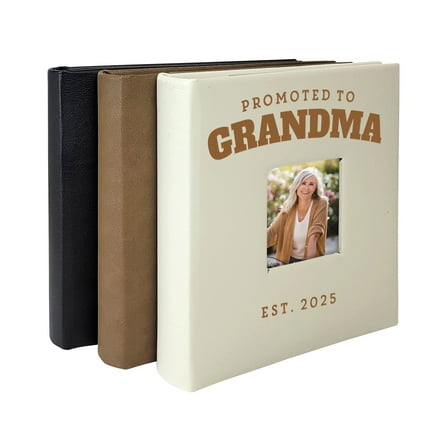 Promoted to Grandma Leatherette Photo Album, Cream, Fits 4" x 6" Pictures