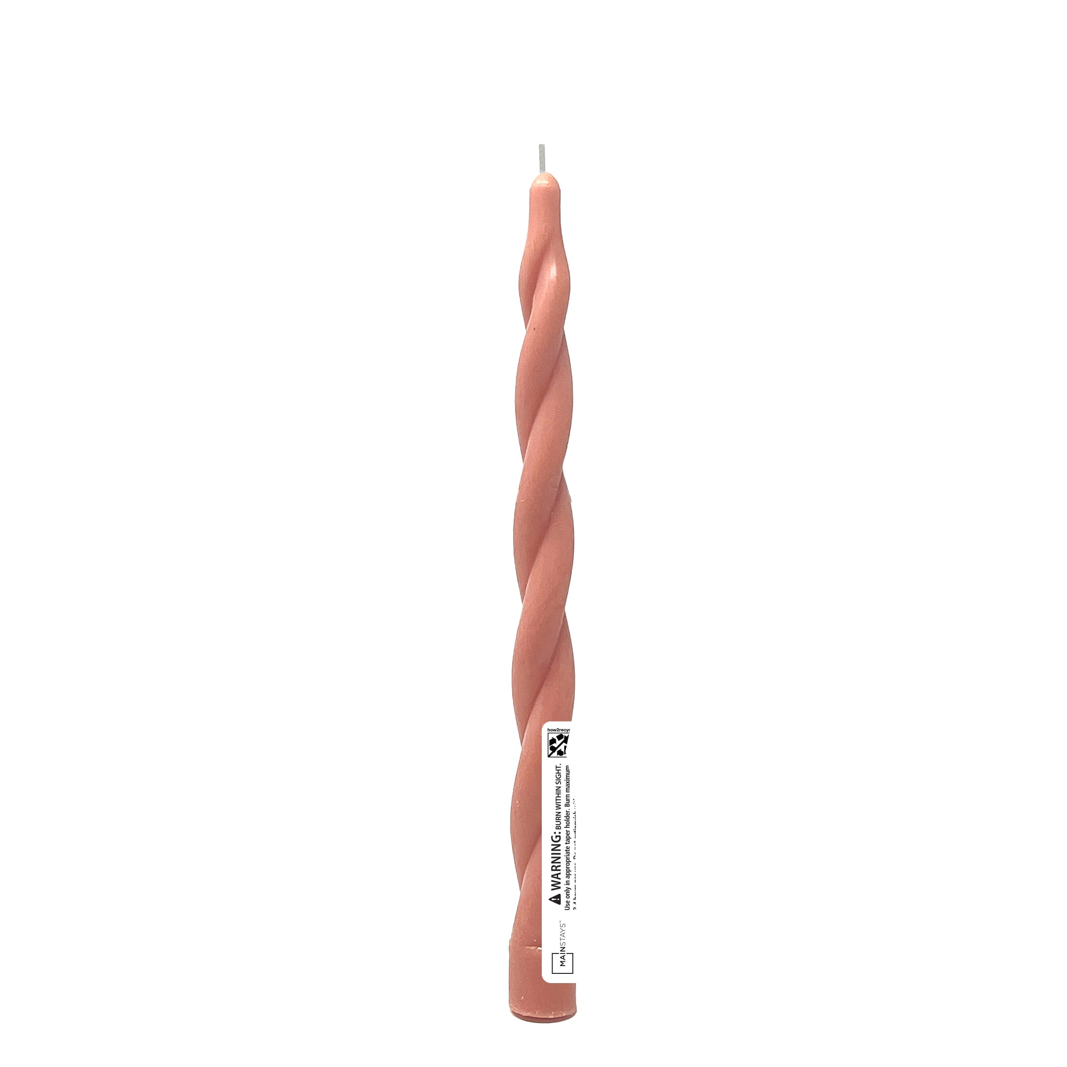 Mainstays Paraffin Wax 10" Twist Taper Candle, Unscented, Pink
